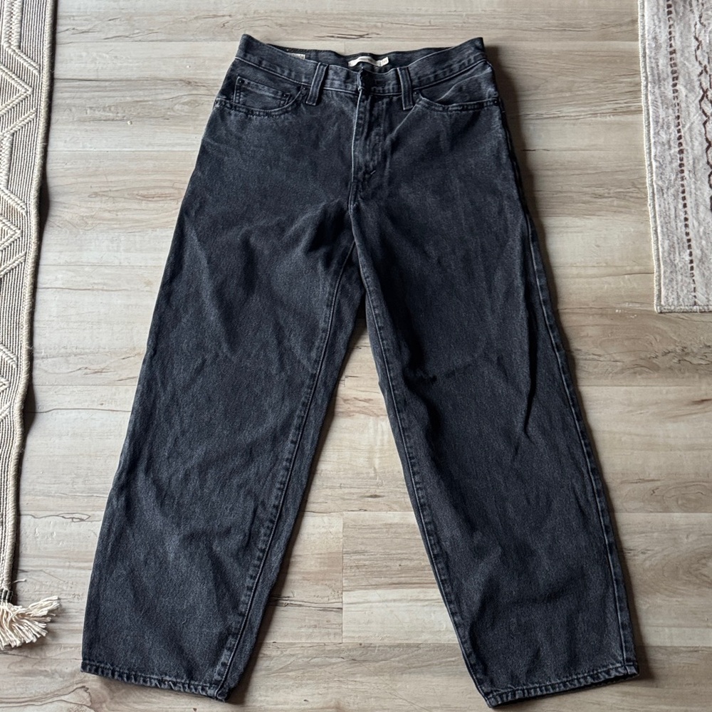 EUC Madewell Women’s Baggy Dad Levi’s faded Black Barrel Jeans 27